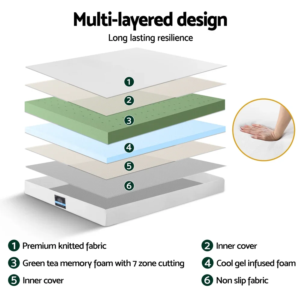 20cm Memory Foam Mattress Green Tea King - Image 5