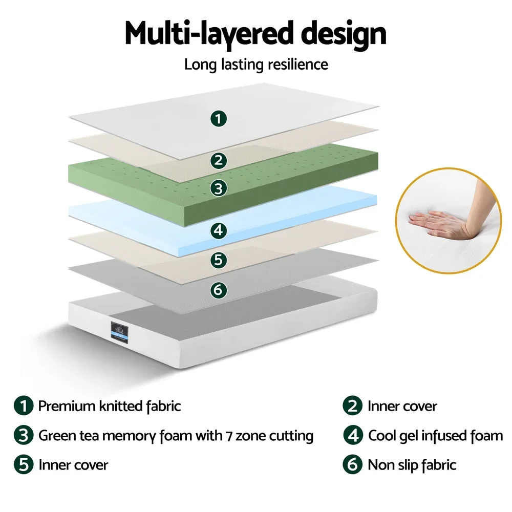 20cm Memory Foam Mattress Green Tea Single - Image 5