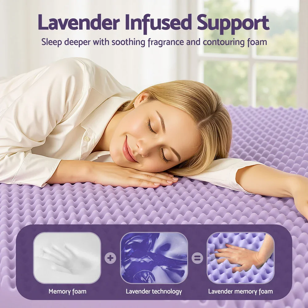5cm Memory Foam Mattress Topper Lavender Infused Egg Crate Pad Mat Double - Image 5