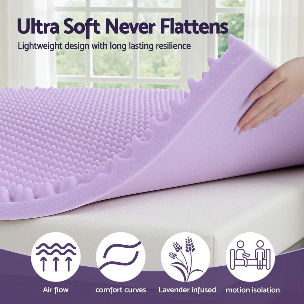 5cm Memory Foam Mattress Topper Lavender Infused Egg Crate Pad Mat Double - Image 6