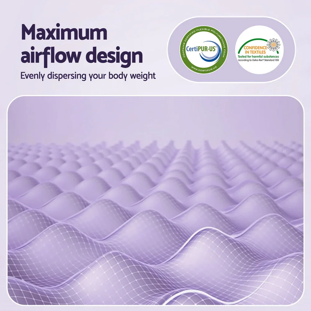 5cm Memory Foam Mattress Topper Lavender Infused Egg Crate Pad Mat Single - Image 4