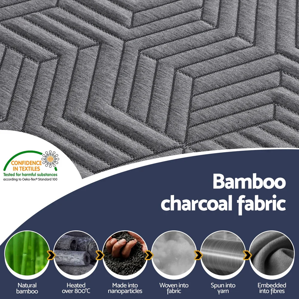 8cm Memory Foam Mattress Topper Gel Dual Layer Foam Bamboo King Single - Image 4