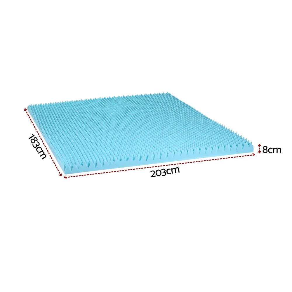 8cm Memory Foam Mattress Topper Gel Egg Crate Foam Bamboo King - Image 5