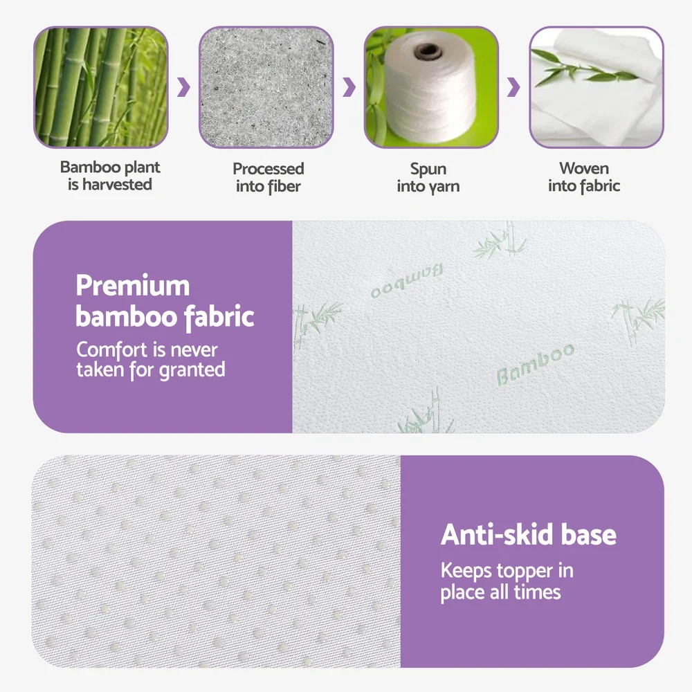 8cm Memory Foam Mattress Topper Lavender Infused Bamboo Cover 7-Zone Double - Image 4