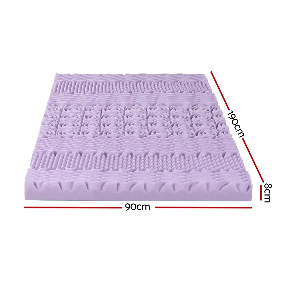 8cm Memory Foam Mattress Topper Lavender Infused Bamboo Cover 7-Zone Single - Image 5