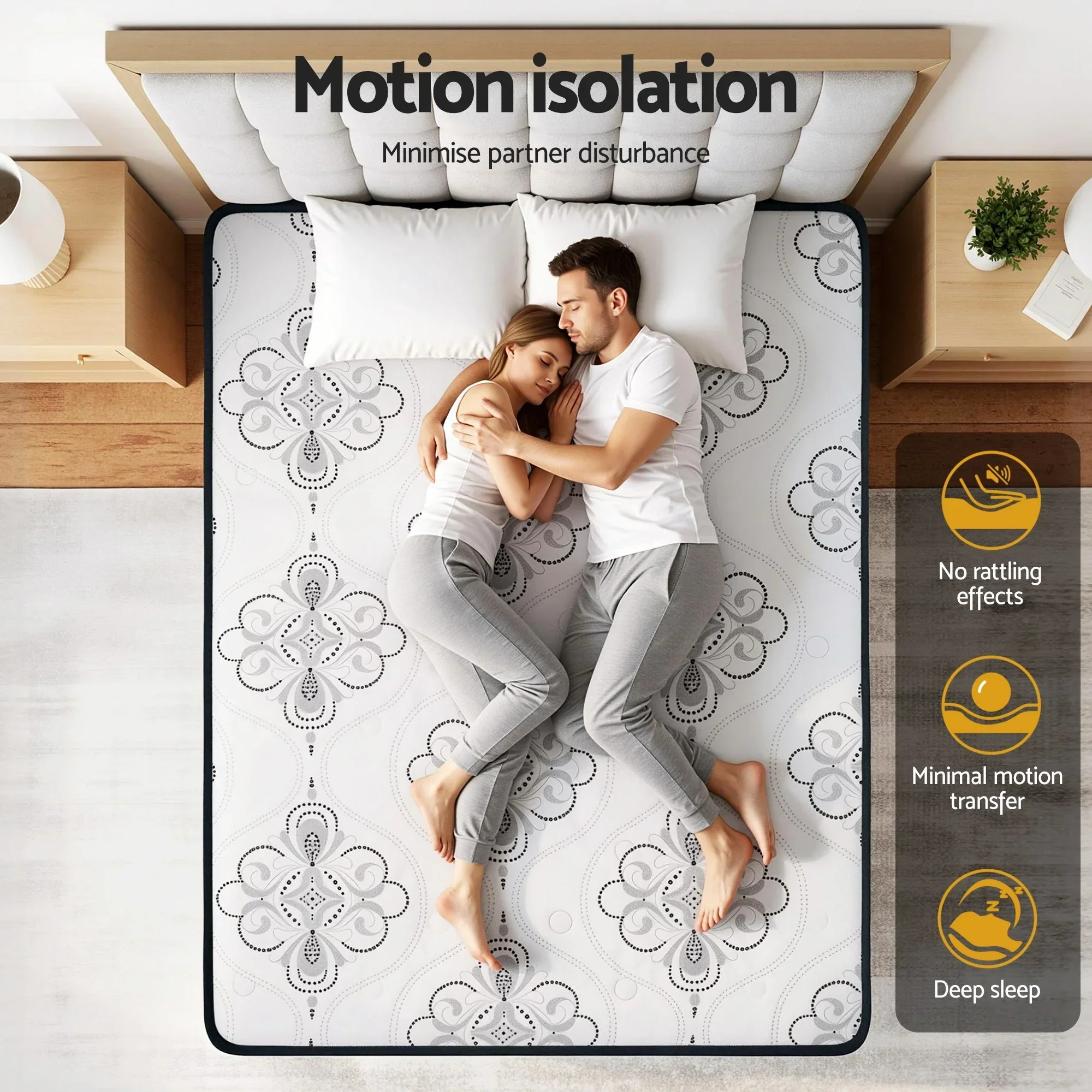 30cm Mattress Pocket Spring Medium Firm Foam Euro Top Double - Image 6