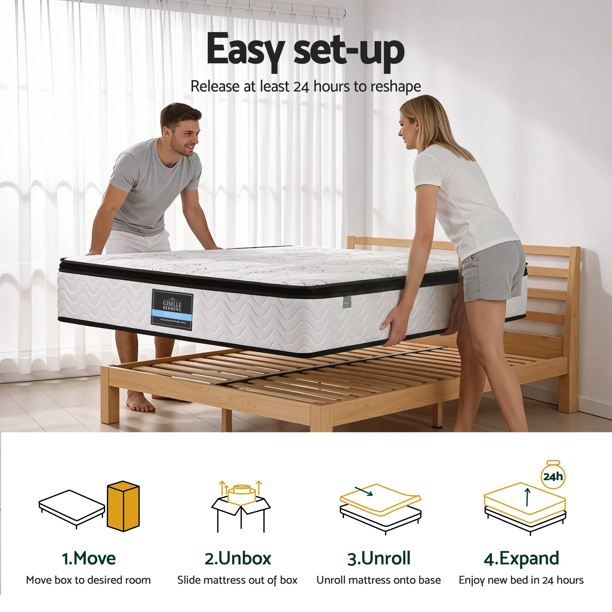 30cm Mattress Pocket Spring Medium Firm Foam Euro Top King Single - Image 7