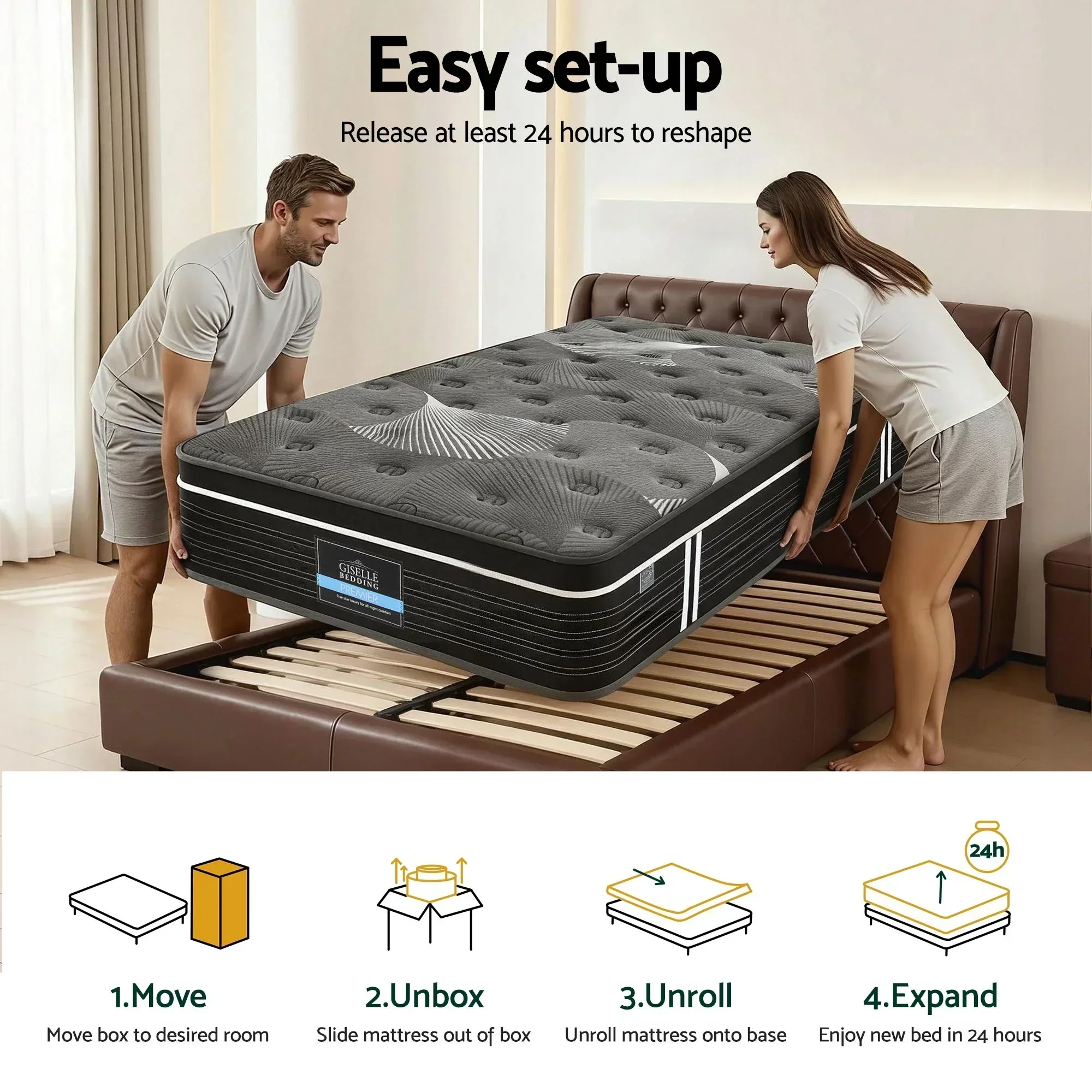 35cm Mattress Graphene Memory Foam Medium Firm Euro Top Mattresses King Single - Image 11