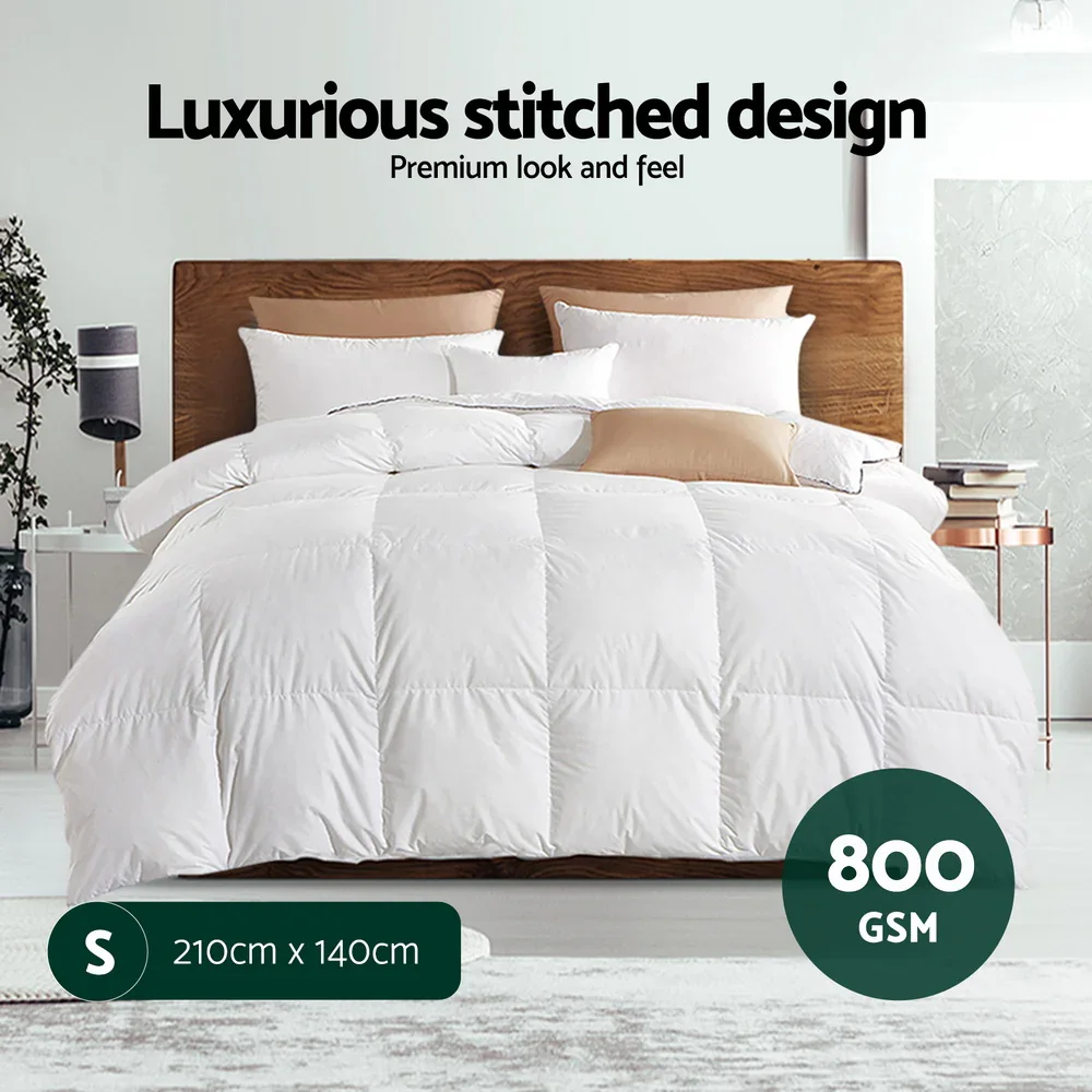 800GSM Goose Down Feather Quilt Winter Blanket Duvet Comforter Single - Image 2