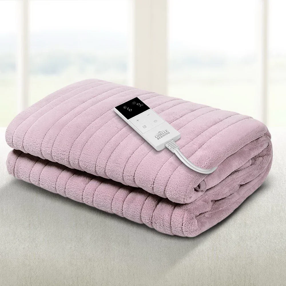 Electric Throw Rug Heated Blanket Fleece Pink - Image 8