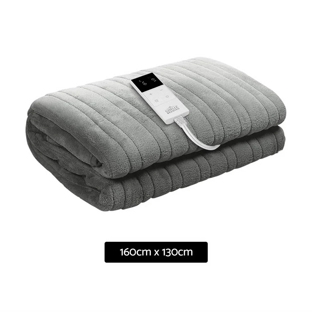 Heated Electric Throw Rug Fleece Sunggle Blanket Washable Silver - Image 8