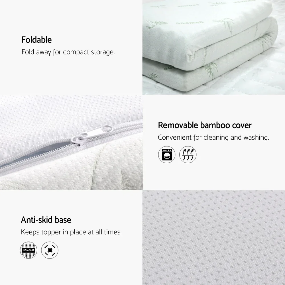 Memory Foam Mattress Topper Cool Gel 5cm King Single - Image 4