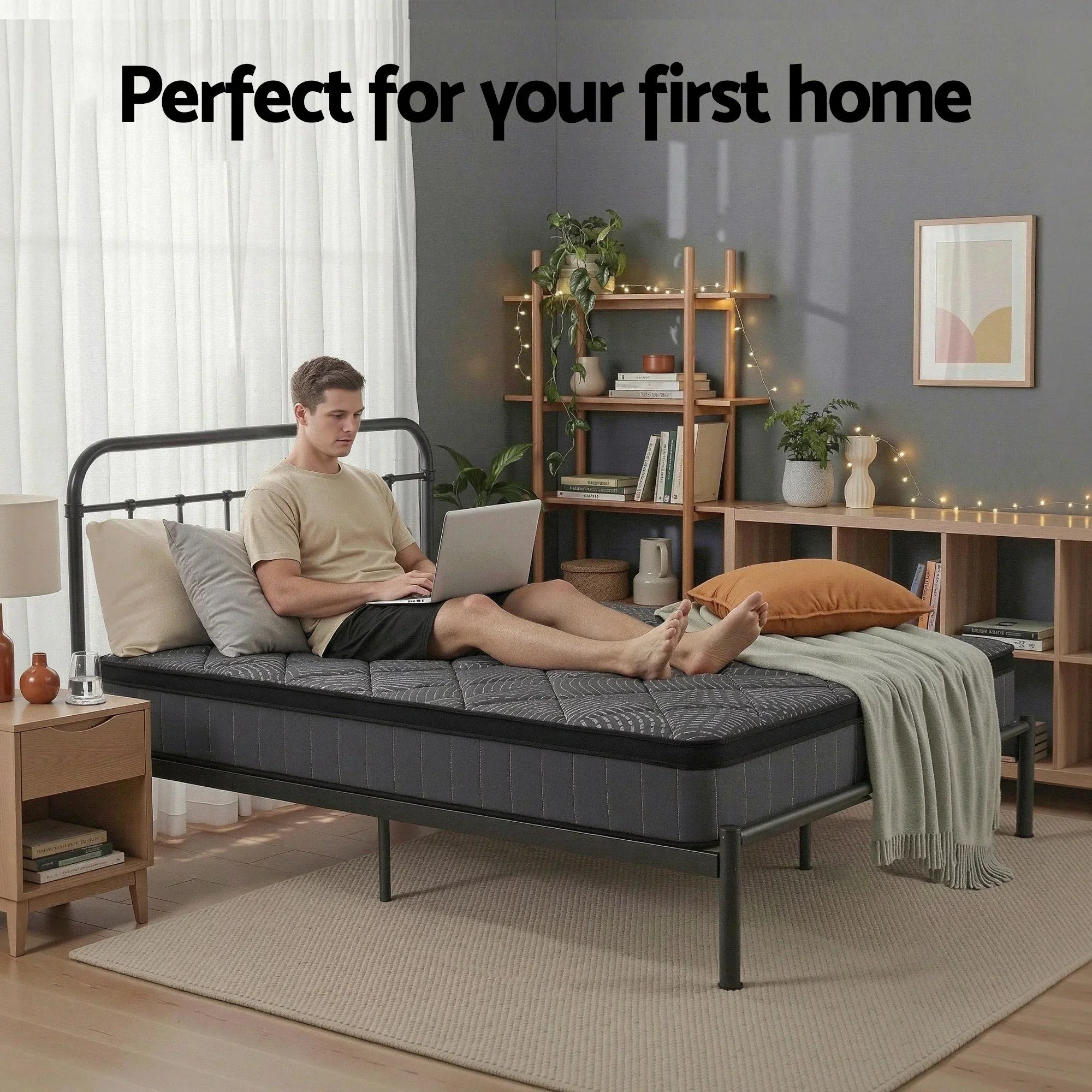 Single Mattress 25cm Pocket Spring Latex Euro Top Medium Firm Bed - Image 8