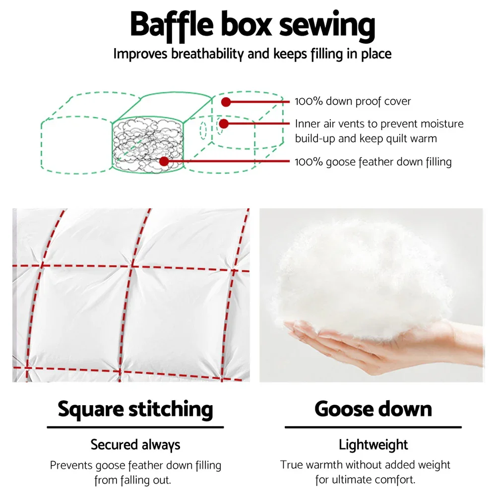700GSM Goose Down Feather Quilt Super King - Image 5