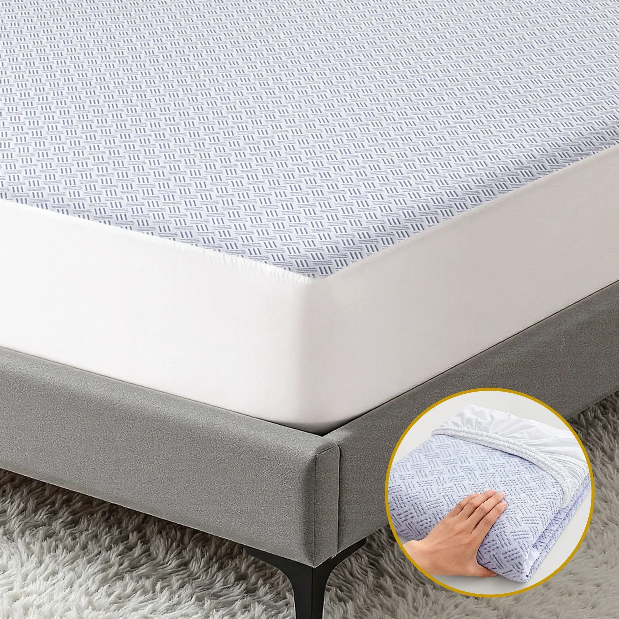 Cooling Mattress Protector Waterproof Deep Pocket Fitted Cover Double - Image 11