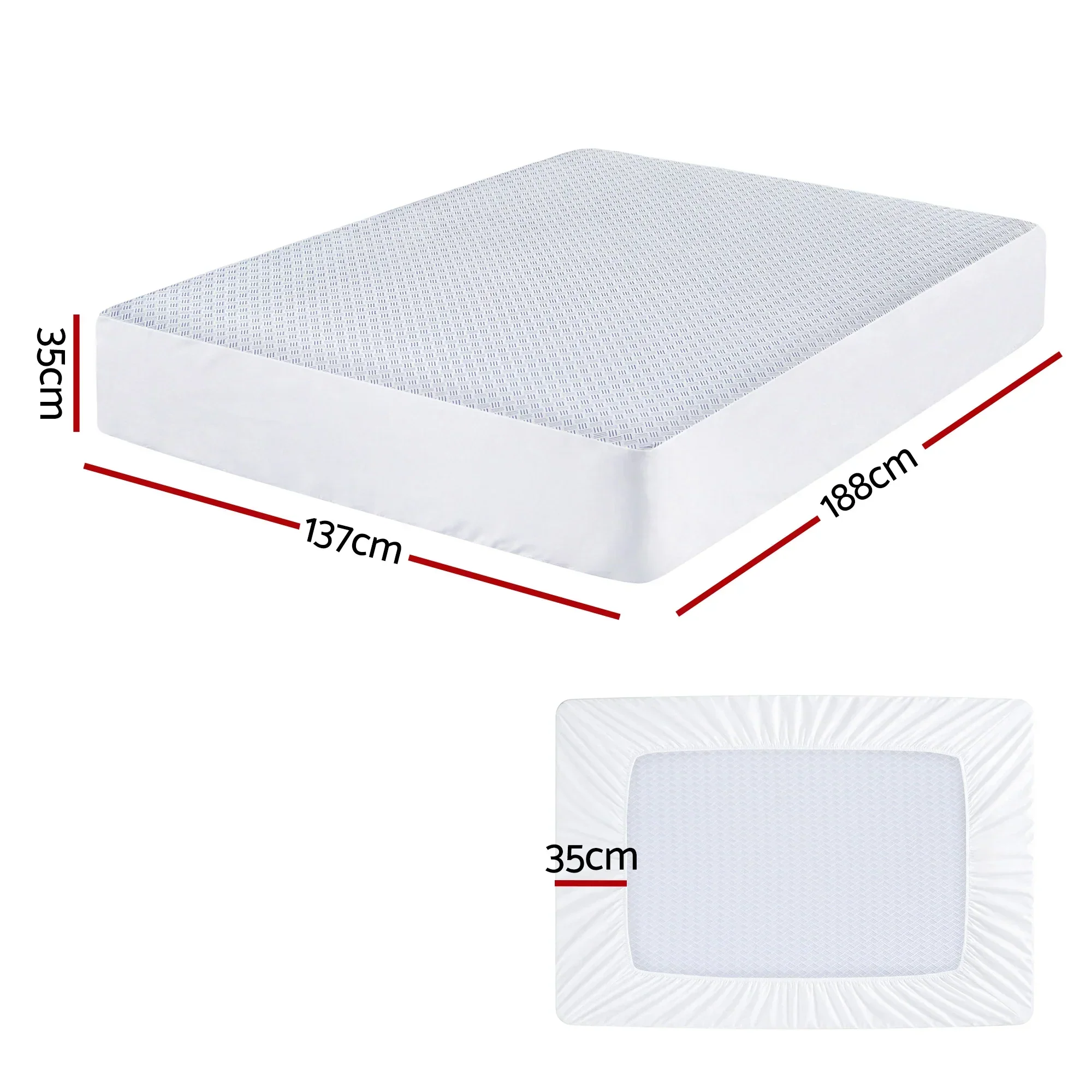 Cooling Mattress Protector Waterproof Deep Pocket Fitted Cover Double - Image 3