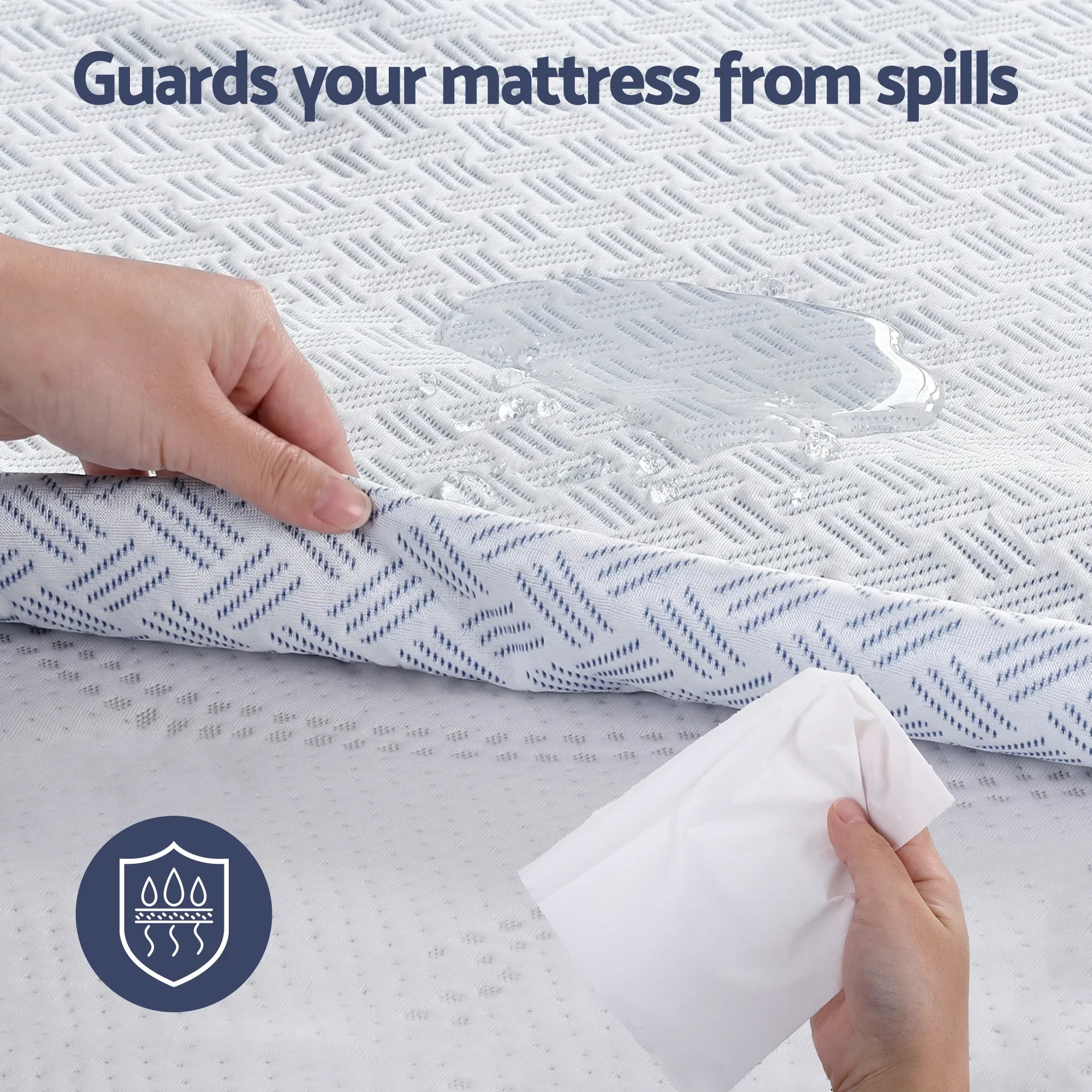 Cooling Mattress Protector Waterproof Deep Pocket Fitted Cover King Single - Image 6