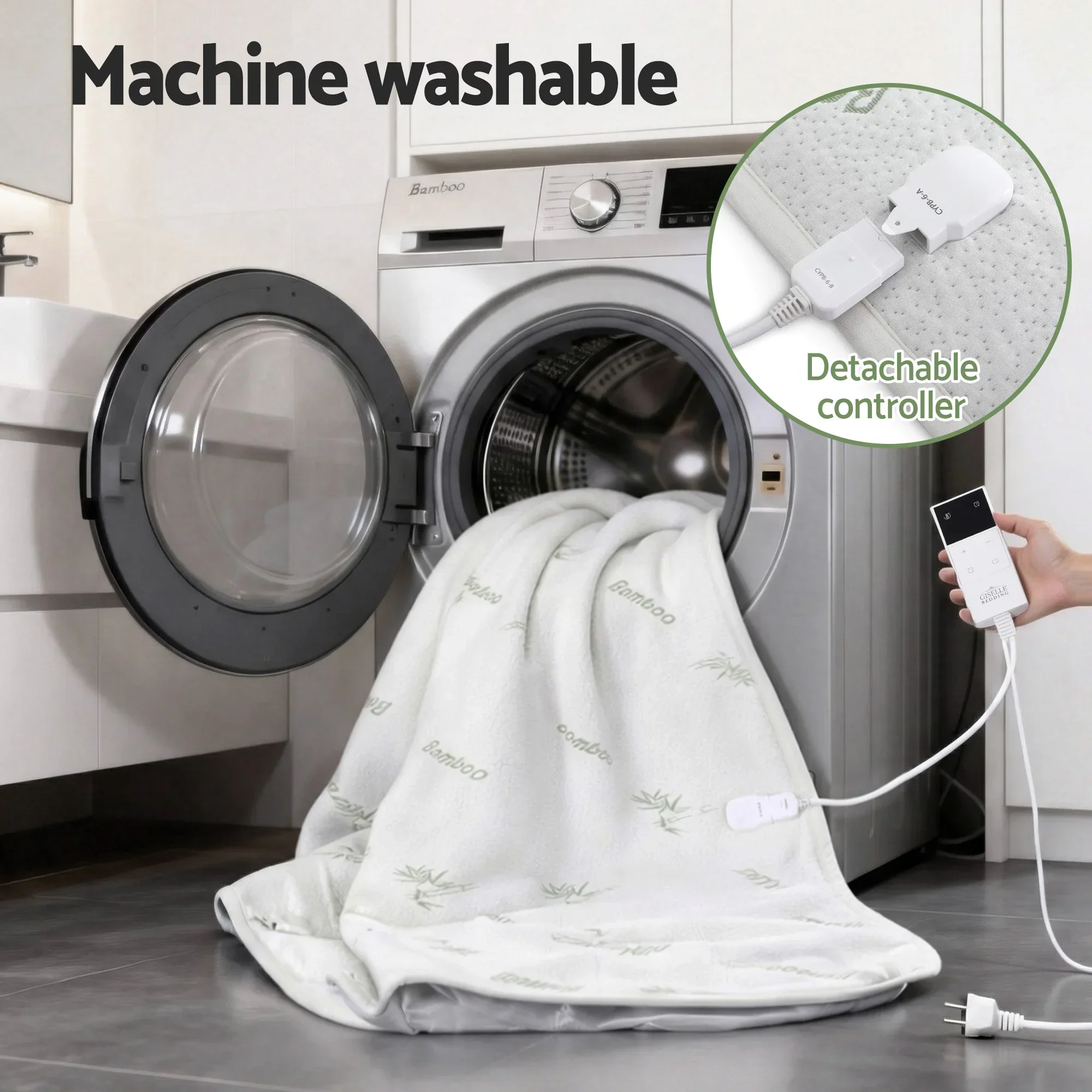 Electric Blanket Bamboo Fabric Single Fitted Heated Pad Underlay Washable Winter - Image 10