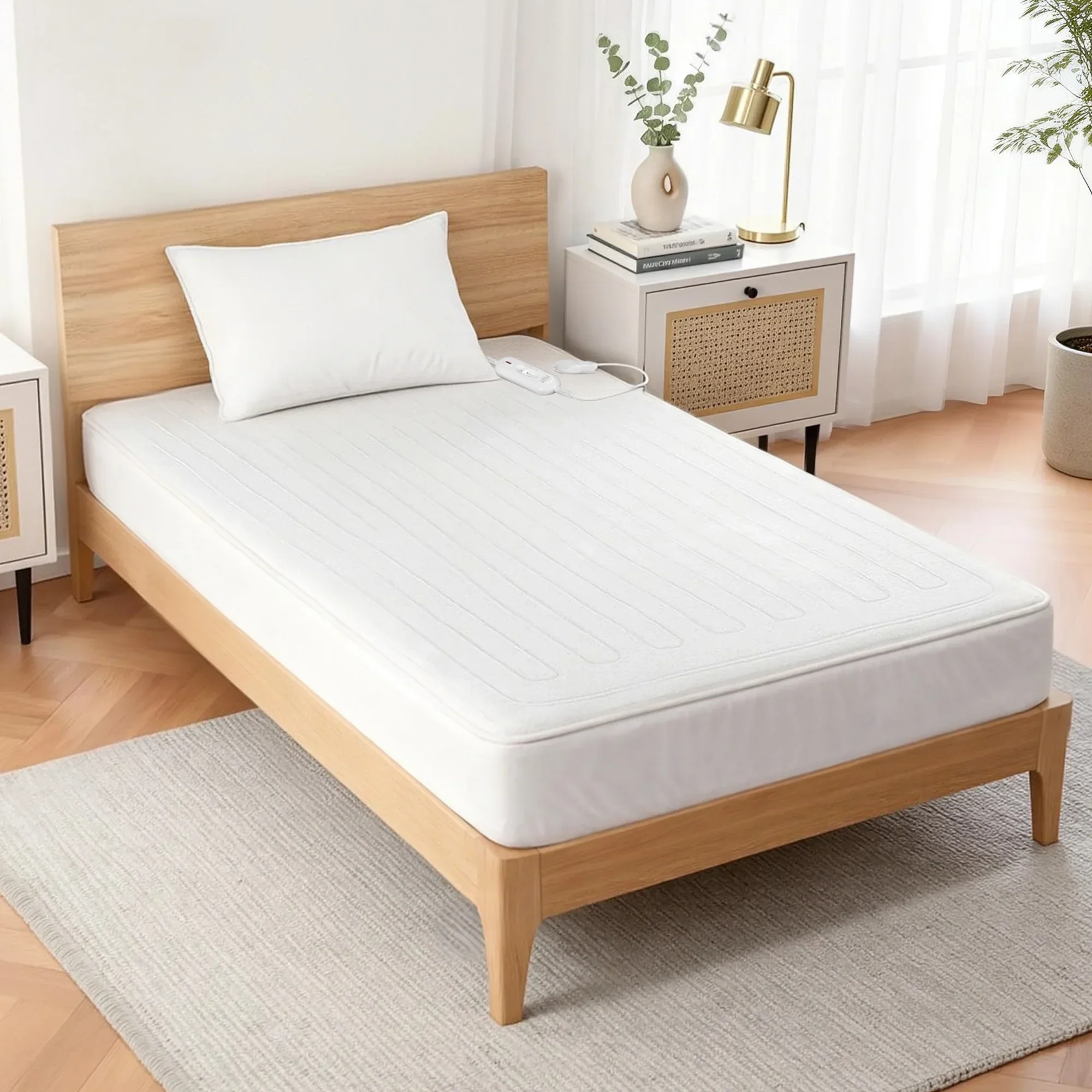 Electric Blanket King Single Heated Fully Fitted Washable Pad Winter Warm - Image 10