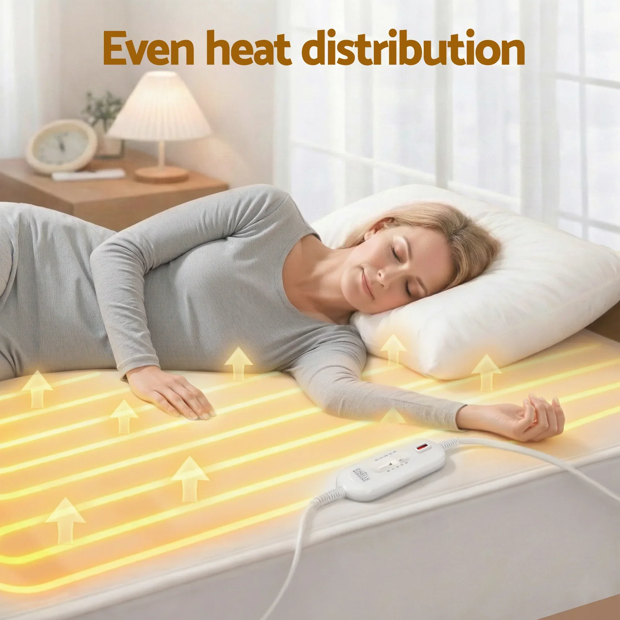 Electric Blanket King Single Heated Fully Fitted Washable Pad Winter Warm - Image 6
