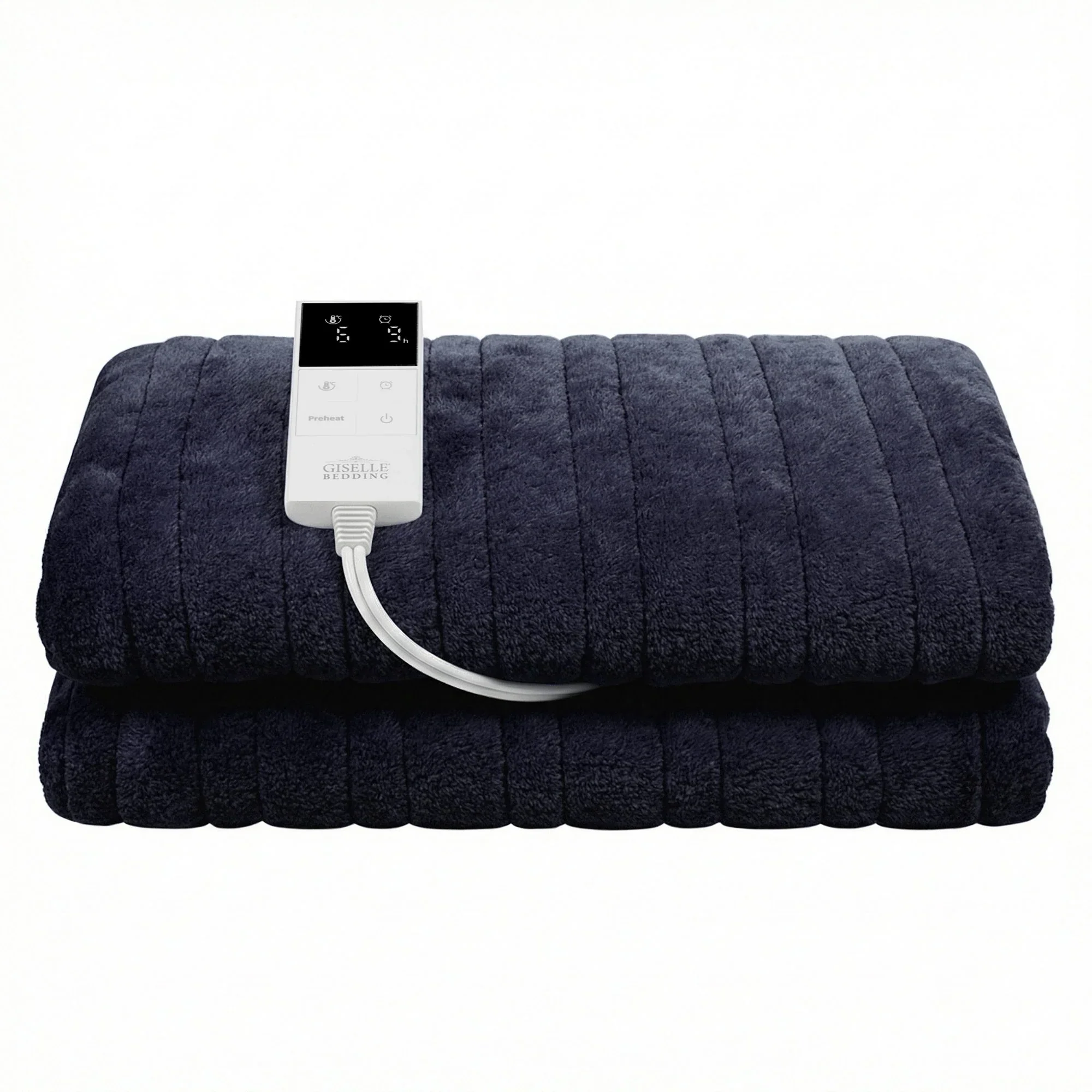 Electric Throw Rug Double Size 200x180cm Coral Fleece Heated Blanket Charcoal - Image 4