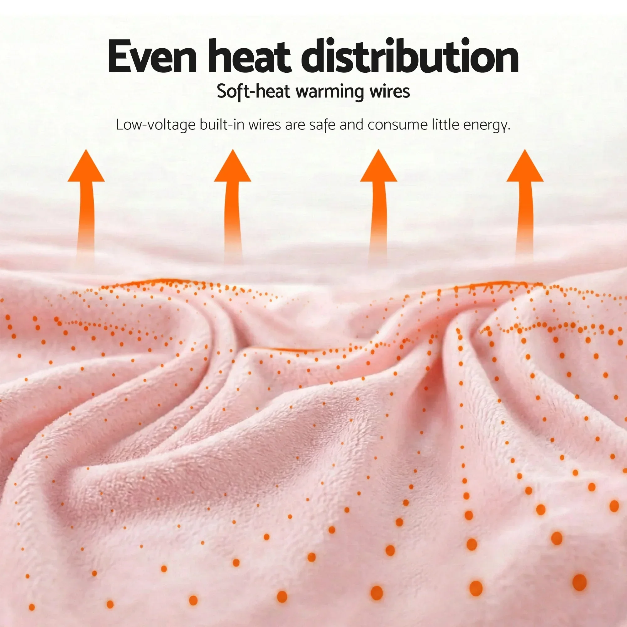 Electric Throw Rug Double Size 200x180cm Fleece Flannel Heated Blanket Pink - Image 5