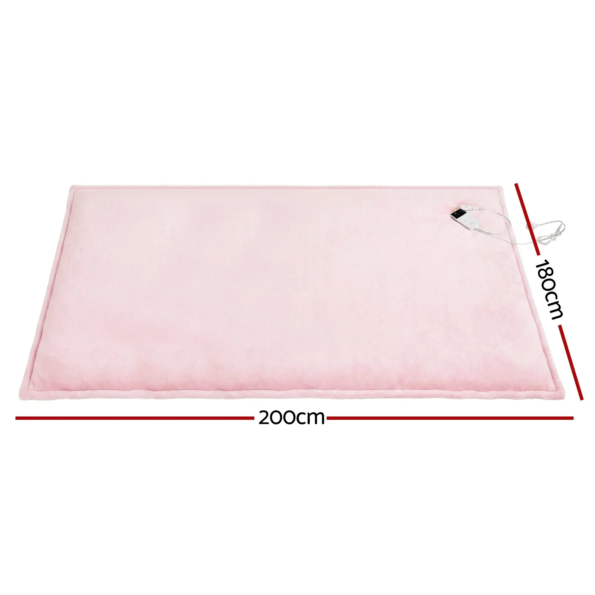 Electric Throw Rug Double Size 200x180cm Fleece Flannel Heated Blanket Pink - Image 9
