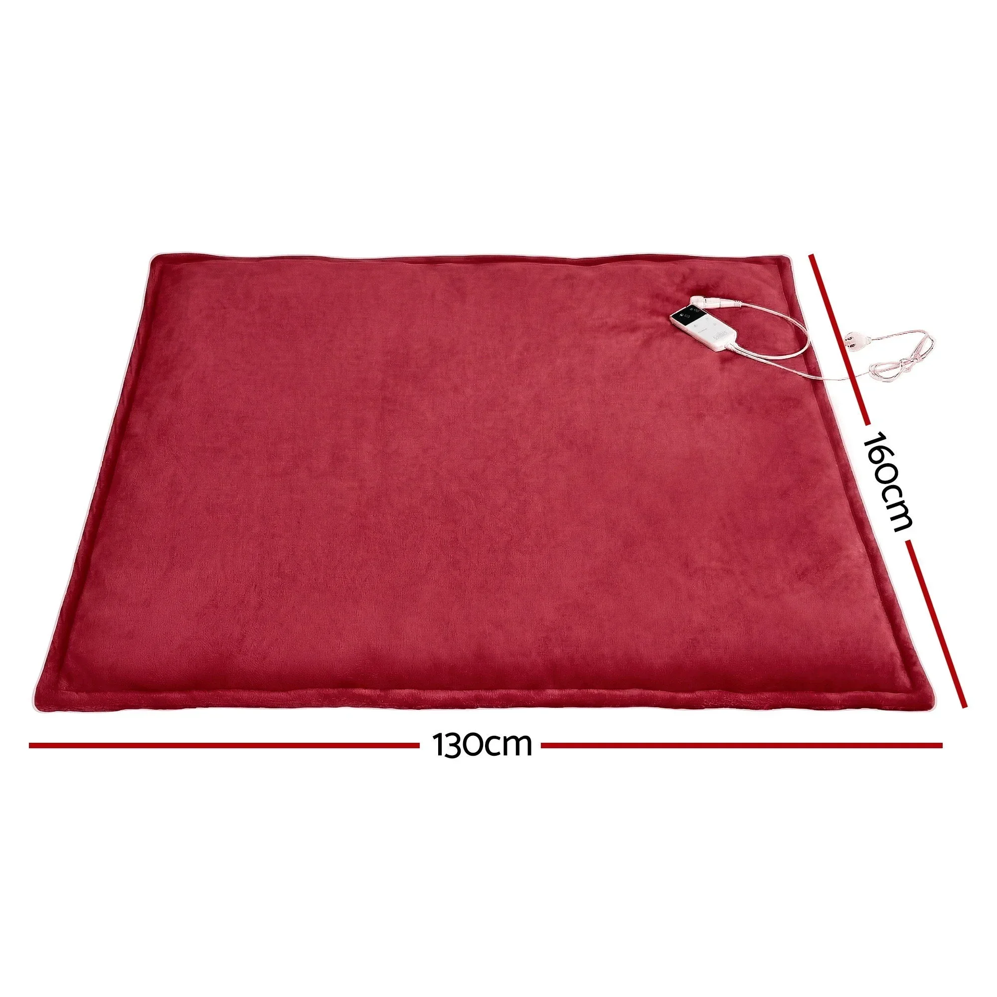 Electric Throw Rug Dual Side Fleece Flannel Heated Blanket Burgundy - Image 3