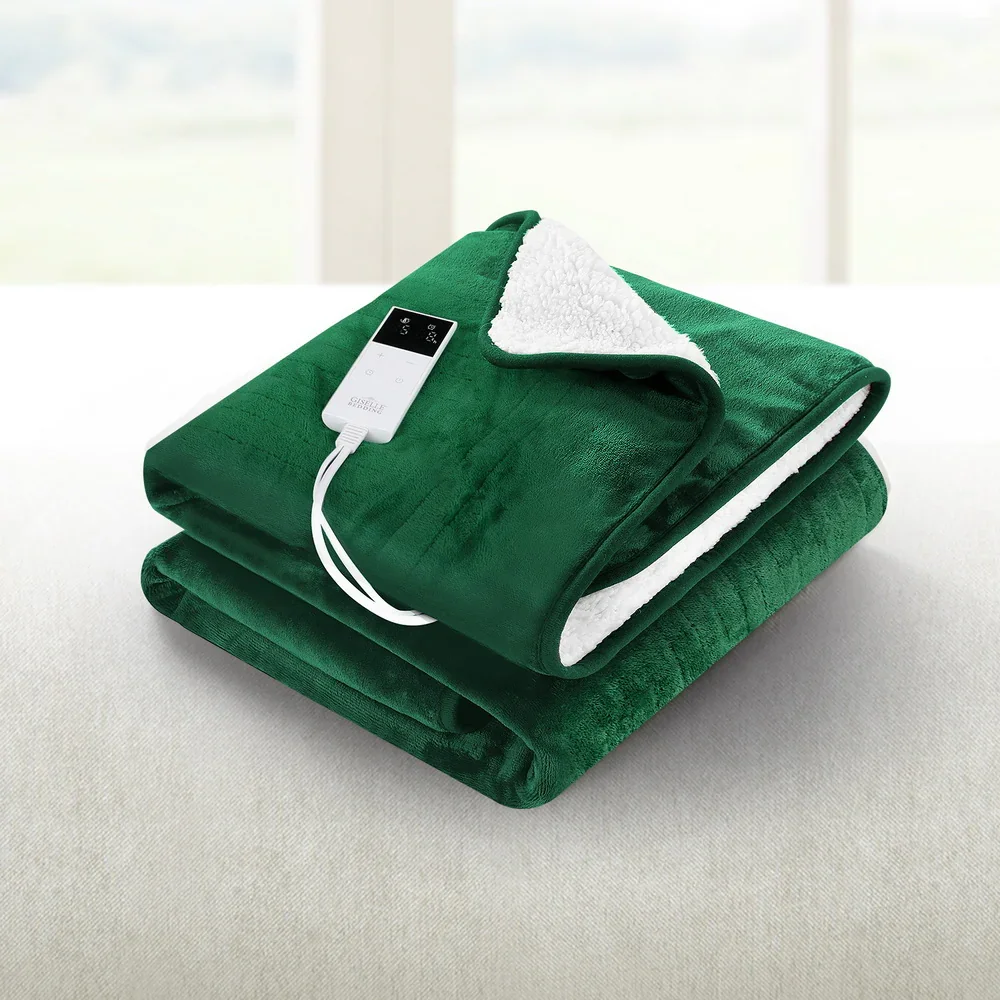 Electric Throw Rug Heated Blanket Double Sided Green - Image 7
