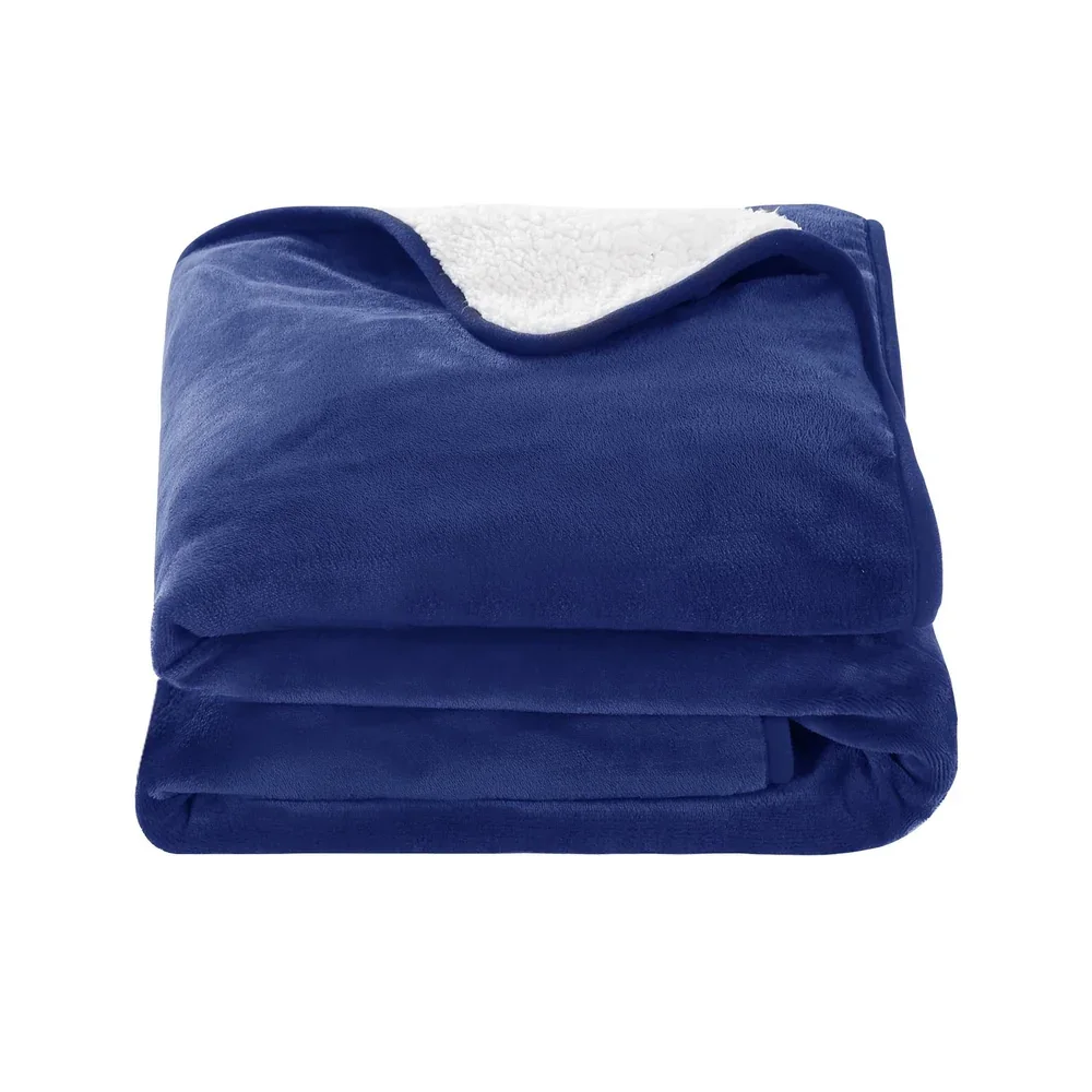 Electric Throw Rug Heated Blanket Washable Snuggle Flannel Winter Navy - Image 3