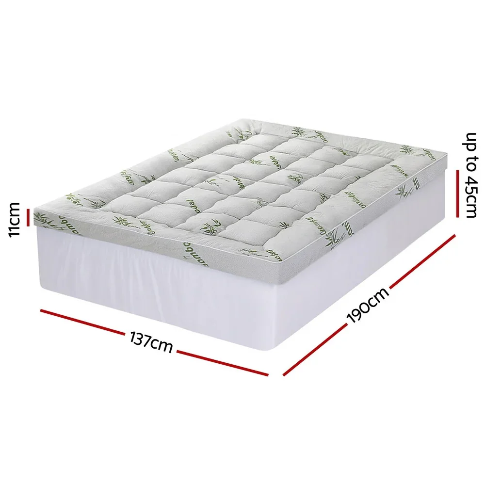 Mattress Topper 11cm Pillowtop toppers Bamboo Double - Image 2
