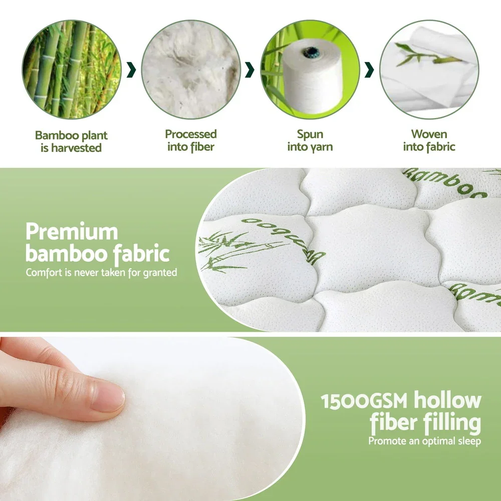 Mattress Topper 11cm Pillowtop toppers Bamboo Double - Image 6
