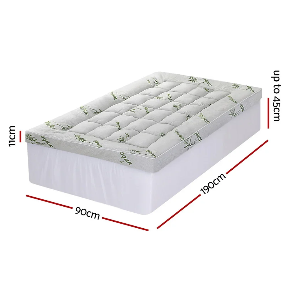 Mattress Topper 11cm Pillowtop toppers Bamboo Single - Image 2