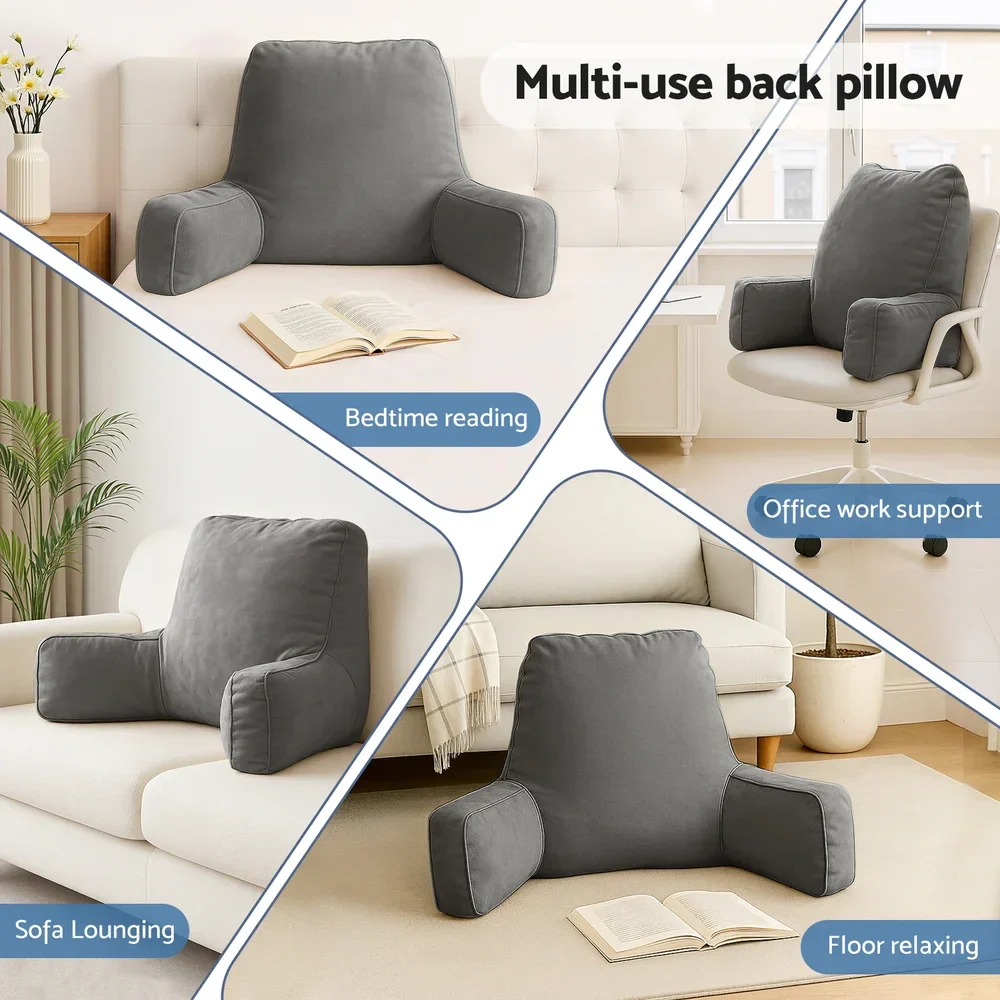 Reading Pillow Back Rest Lumbar Support Cushion Grey - Image 4