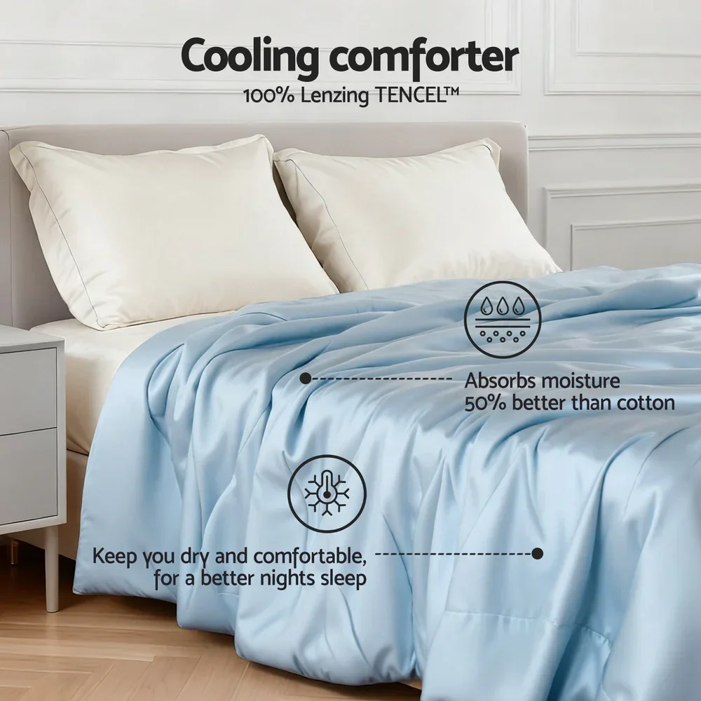 Tencel Quilt 200GSM Summer Quilts Comforter Doona Light Weight Soft Throw Blanket Super King - Image 3