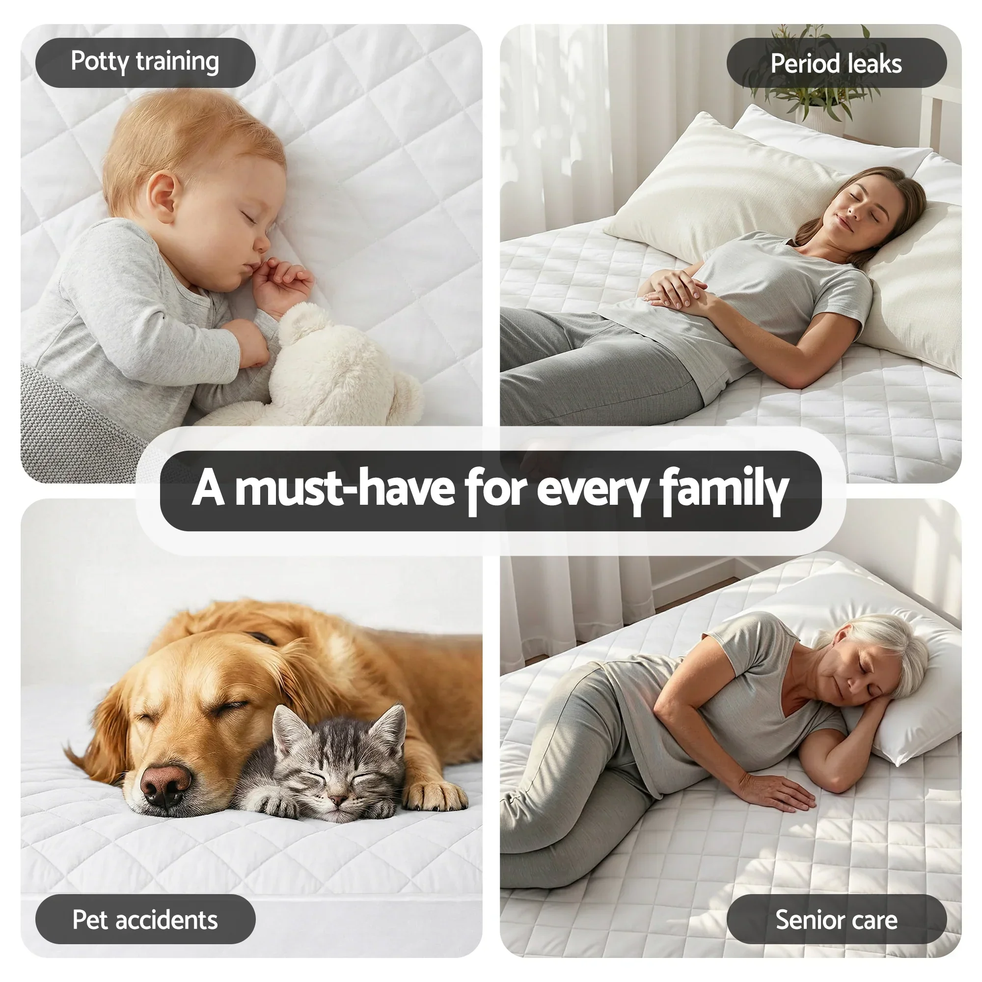 Waterproof Mattress Protector 100% Cotton Quilted Fitted Cover King - Image 9