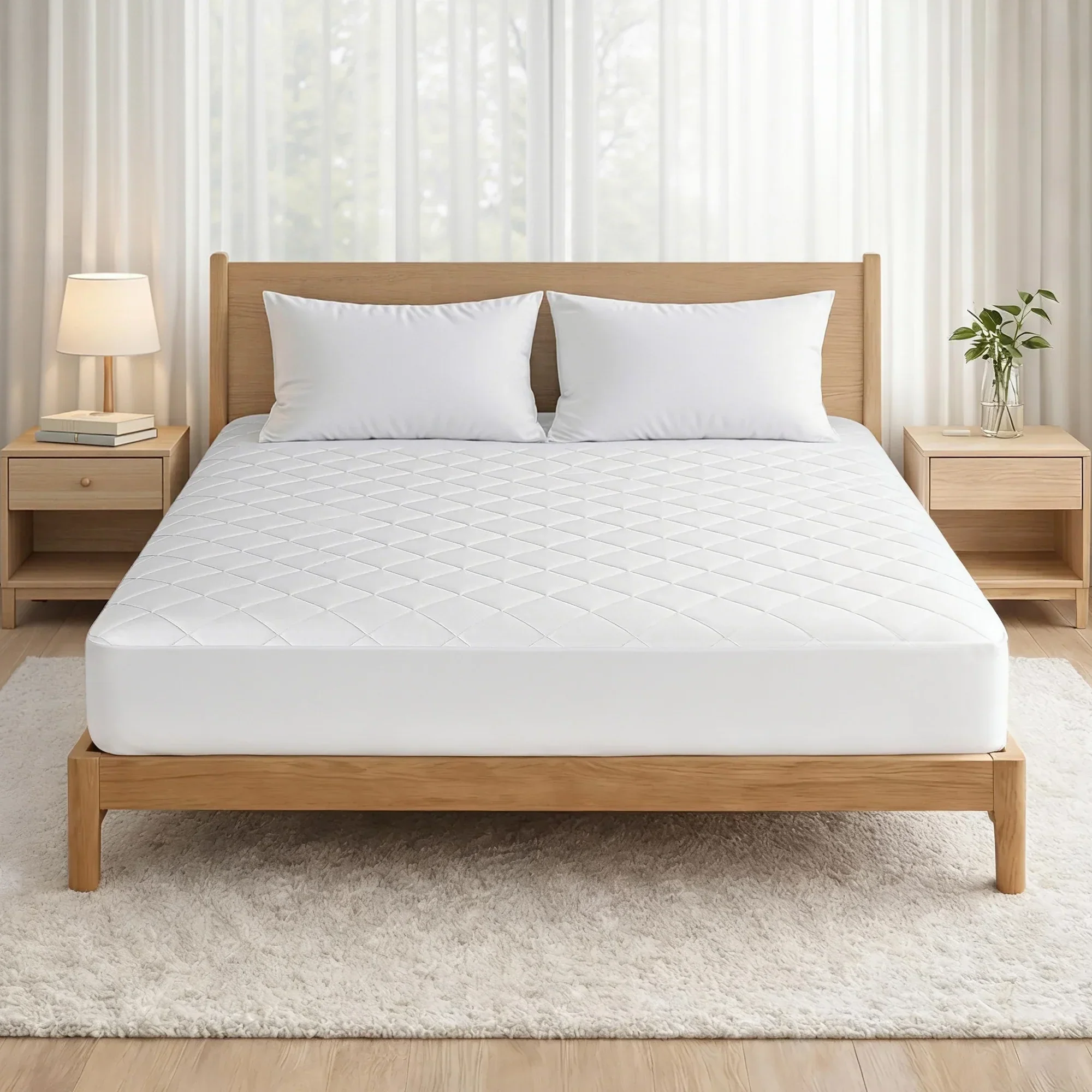 Waterproof Mattress Protector 100% Cotton Quilted Fitted Cover Queen - Image 11