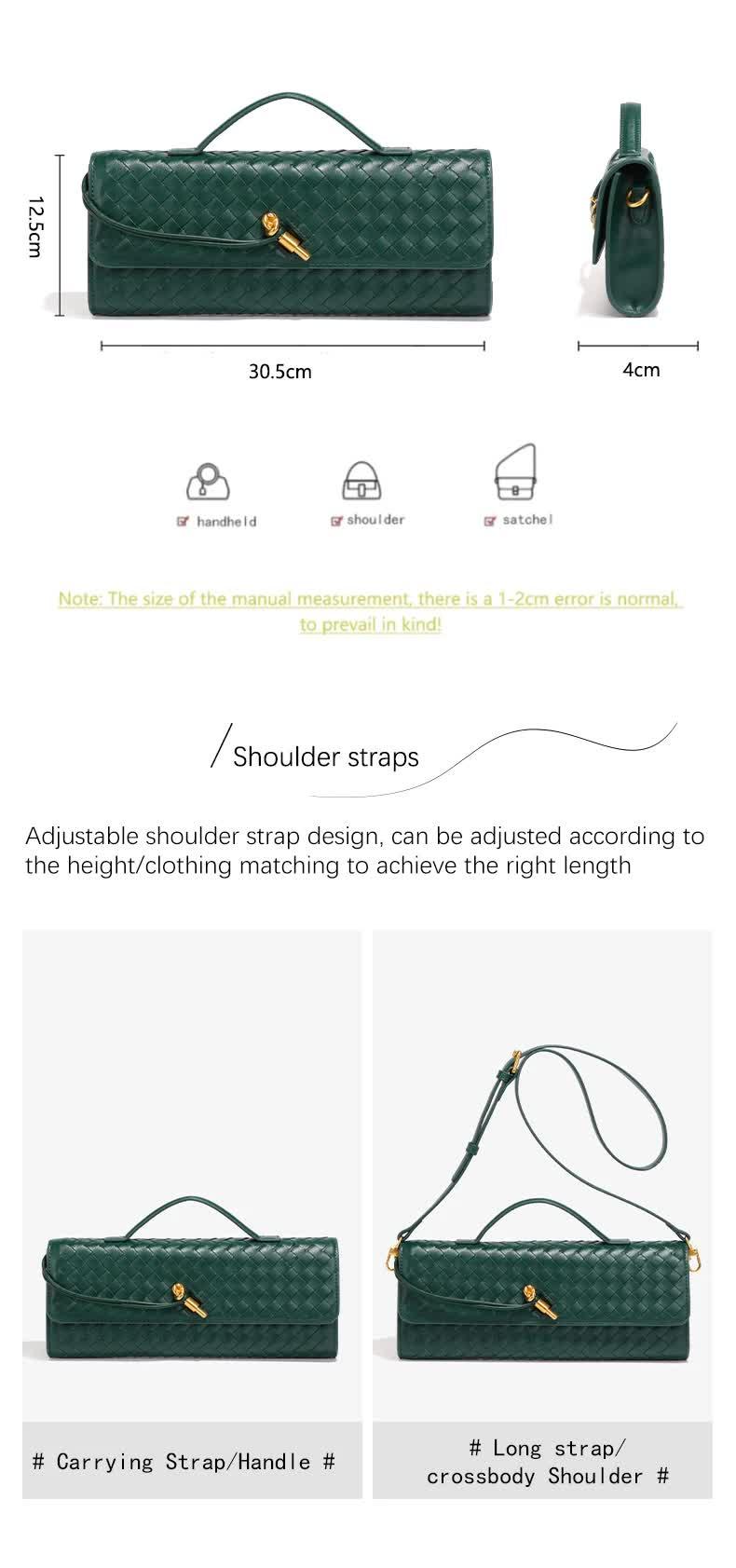 Gold Luxury Woven PU Leather Clutch - Elegant Women's Evening Baguette Bag with Adjustable Shoulder Strap - Image 3
