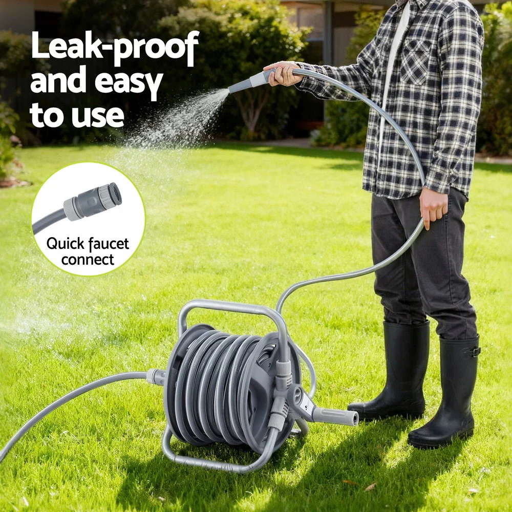 20m Retractable Garden Hose Reel Heavy Duty 1/2" Hose - Image 2