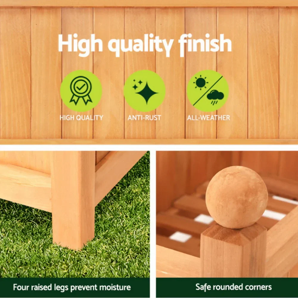 2X Garden Bed Wooden 64x35x115cm Planter Raised Box Container Trellis - Image 4