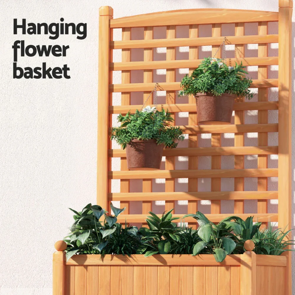 2X Garden Bed Wooden 64x35x115cm Planter Raised Box Container Trellis - Image 5