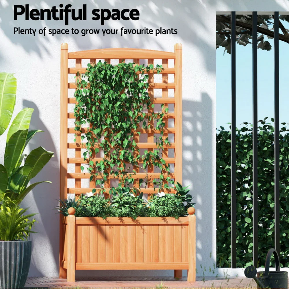 2X Garden Bed Wooden 64x35x115cm Planter Raised Box Container Trellis - Image 6