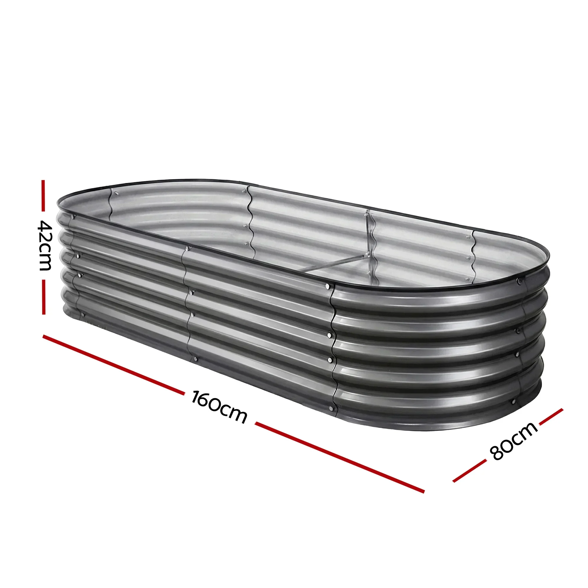 4 Pcs Raised Garden Bed Kit Oval Galvanized Steel Planter Boxes 160x80x42cm, Heavy Duty Metal Elevated Garden Bed for Vegetables Flowers Herbs, with Safety Edging, Gloves & Pegs Included - Image 7