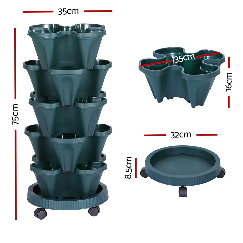 Garden Bed 5 Tier Vertical Garden Strawberry Stackable Planters Herbs Petunias - Image 2