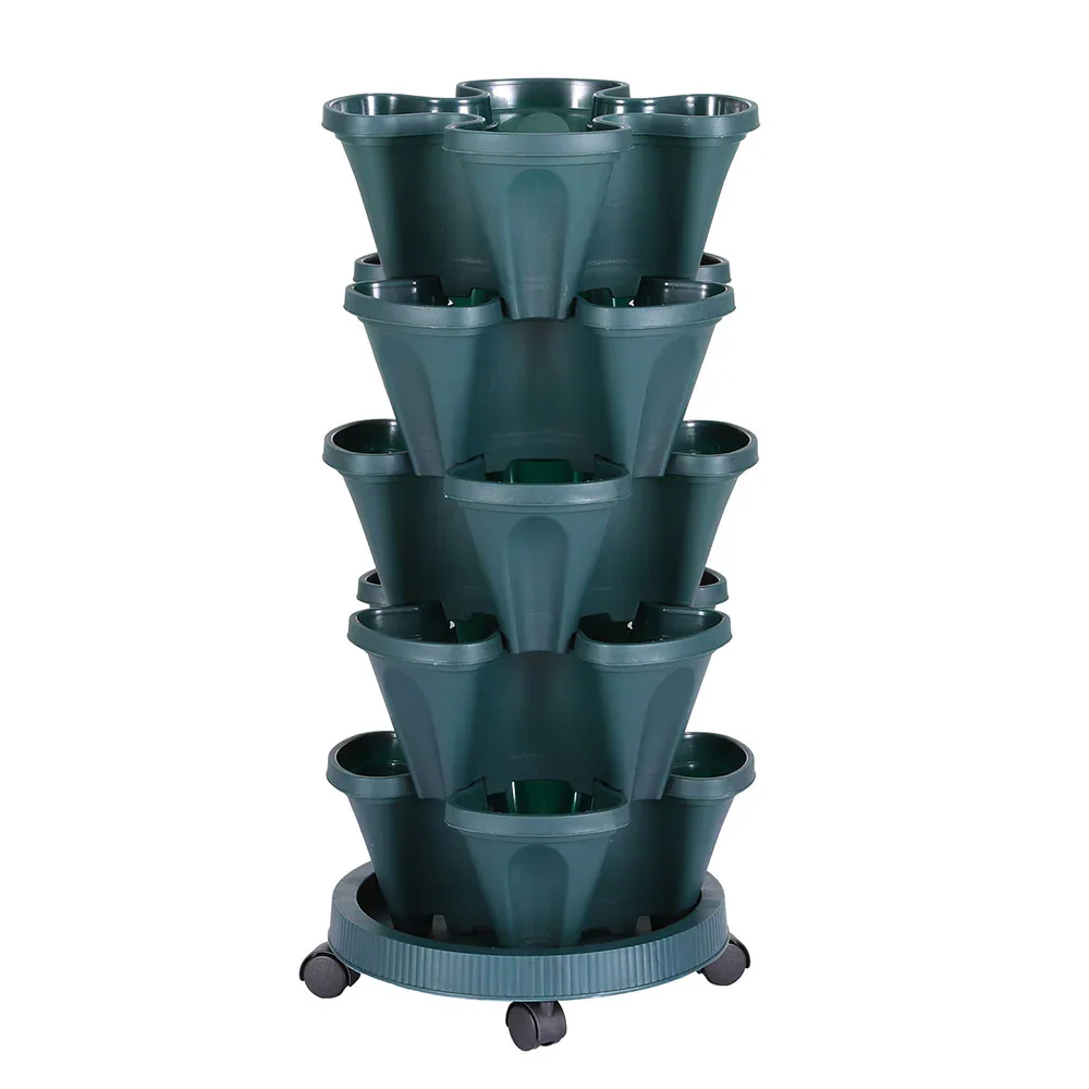 Garden Bed 5 Tier Vertical Garden Strawberry Stackable Planters Herbs Petunias - Image 3