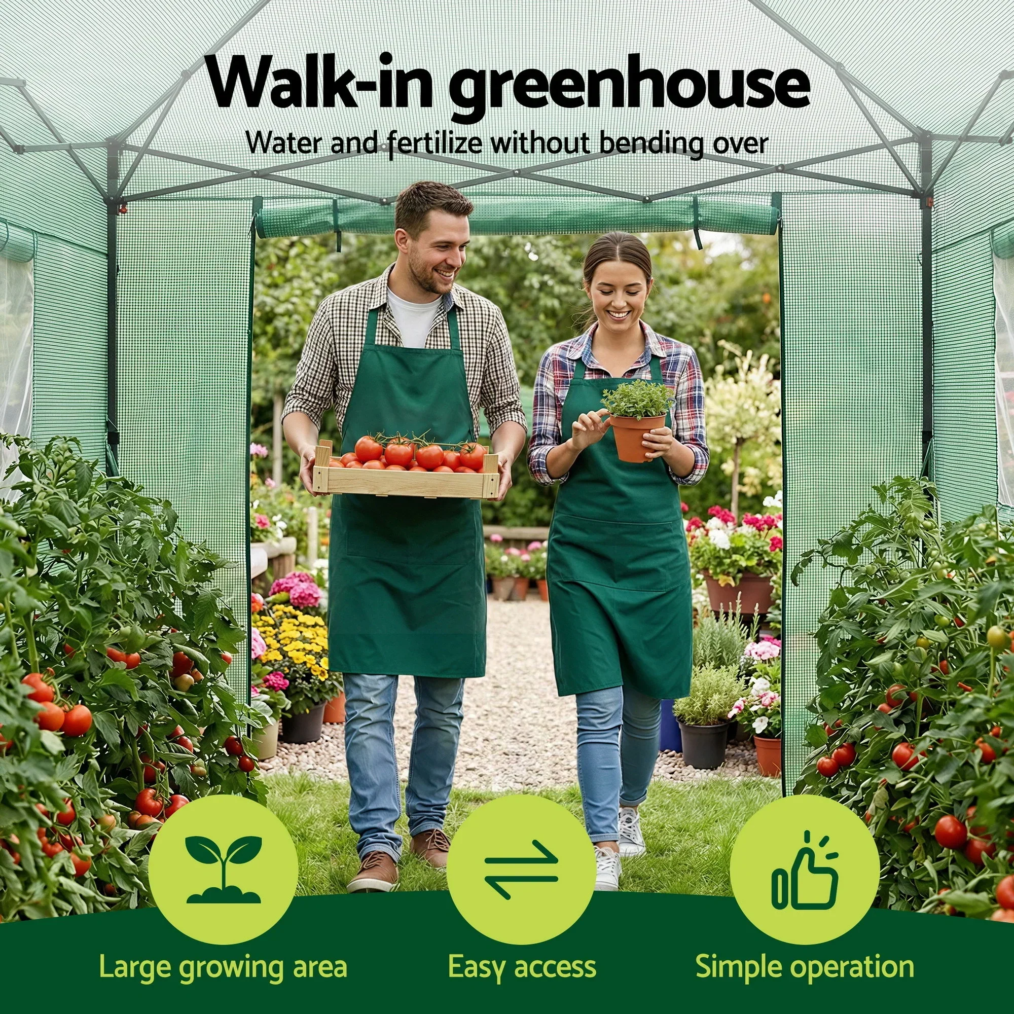 Greenhouse 180x240x240cm Steel Frame PE Cover Outdoor Shelter - Image 4