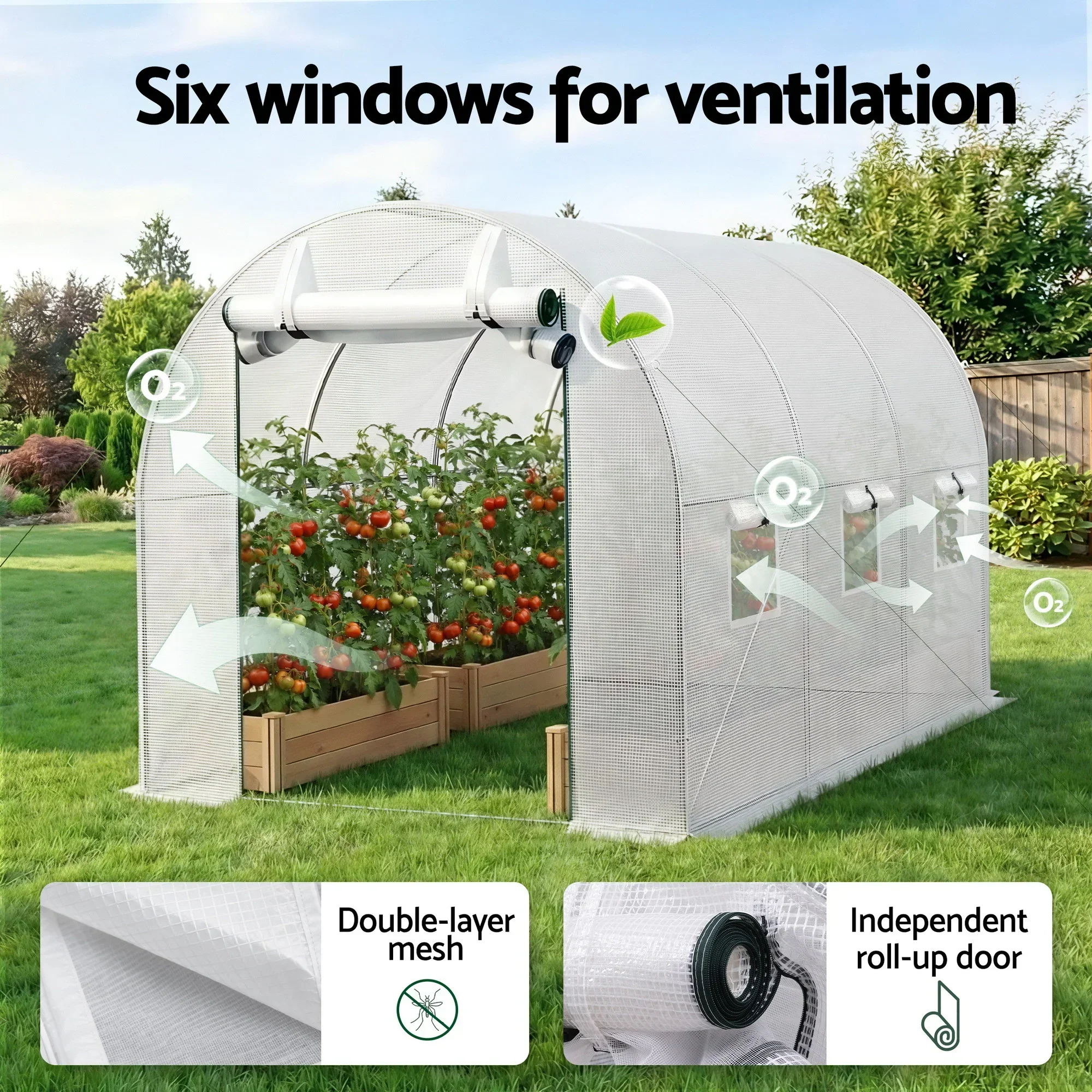 Greenhouse 3x2x2M Walk in Green House White - Image 6