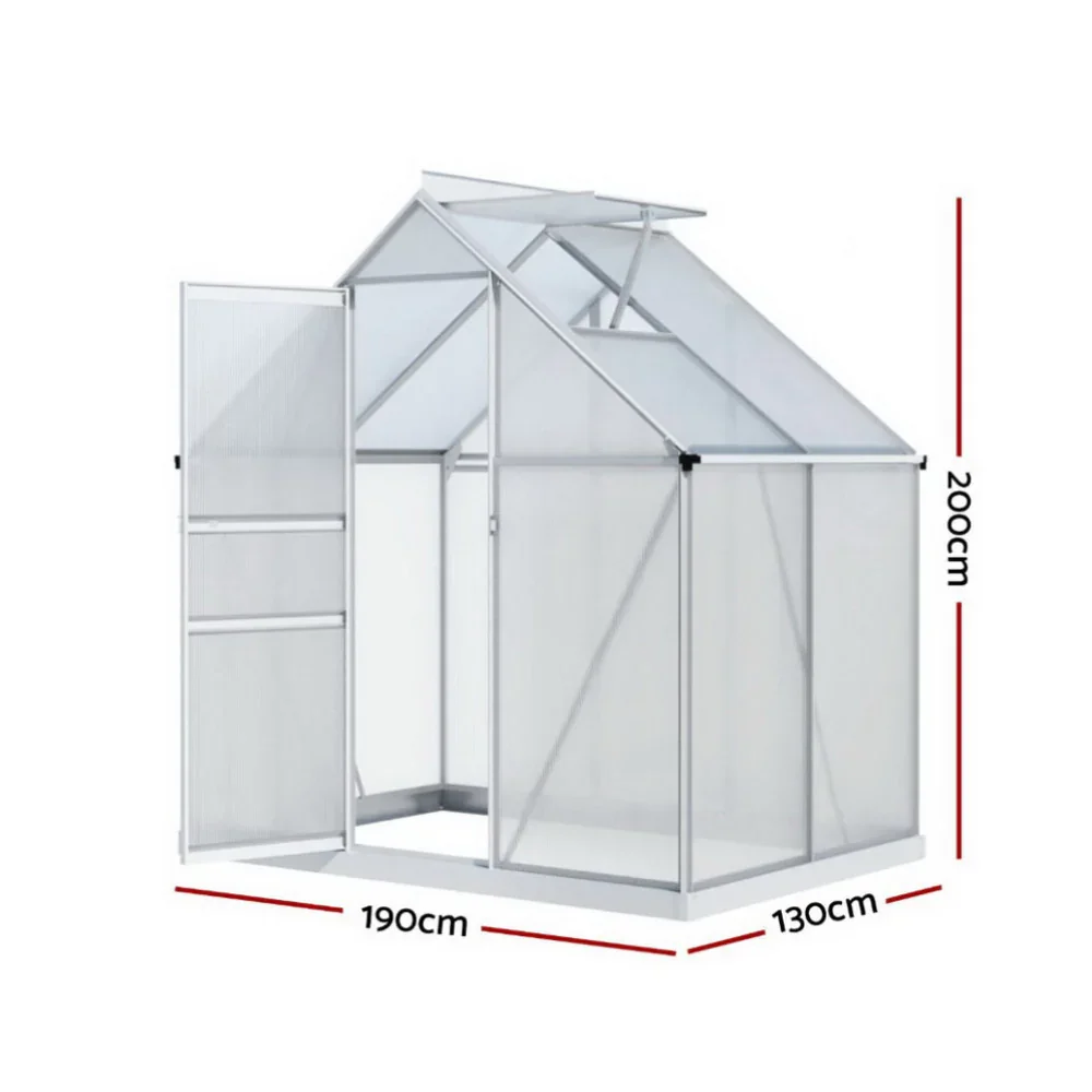 Greenhouse Aluminium Polycarbonate Premium Garden Storage Shed 1.3Mx1.9Mx2.0M - Image 2