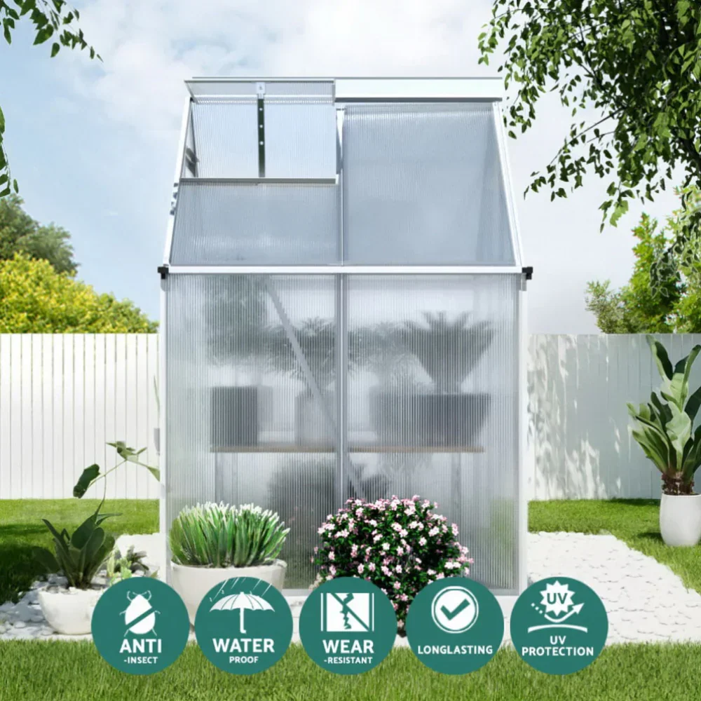 Greenhouse Aluminium Polycarbonate Premium Garden Storage Shed 1.3Mx1.9Mx2.0M - Image 4