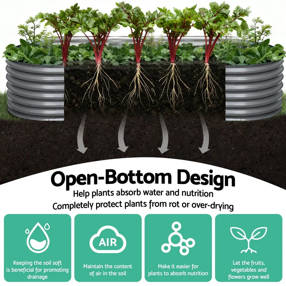Garden Bed 240X80X56cm Oval Planter Box - Image 5